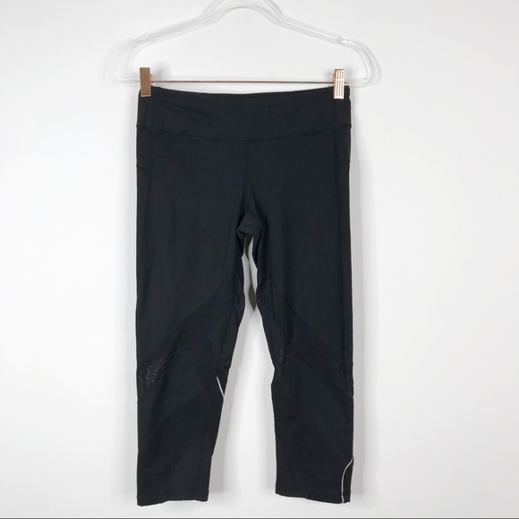 Zella Cross Front Mesh Crop Leggings Black Small S - Picture 1 of 7